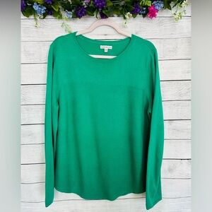Croft & Barrow Women’s Emerald Green Crew Neck Long Sleeve Ribbed Sweater XL